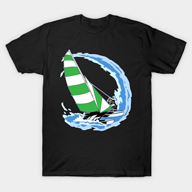 Sailing Gift Design Vintage Sailor Ocean Wave Sailboat Tee T-Shirt by Linco